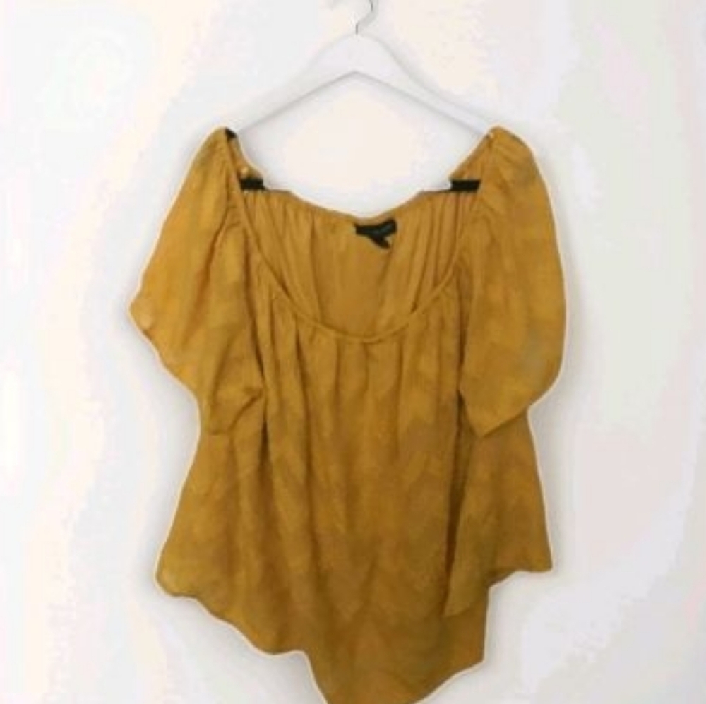 Women's Mustard Lane Bryant Teztured Off The Shoulder Mango Majit  Blouse Sz 20